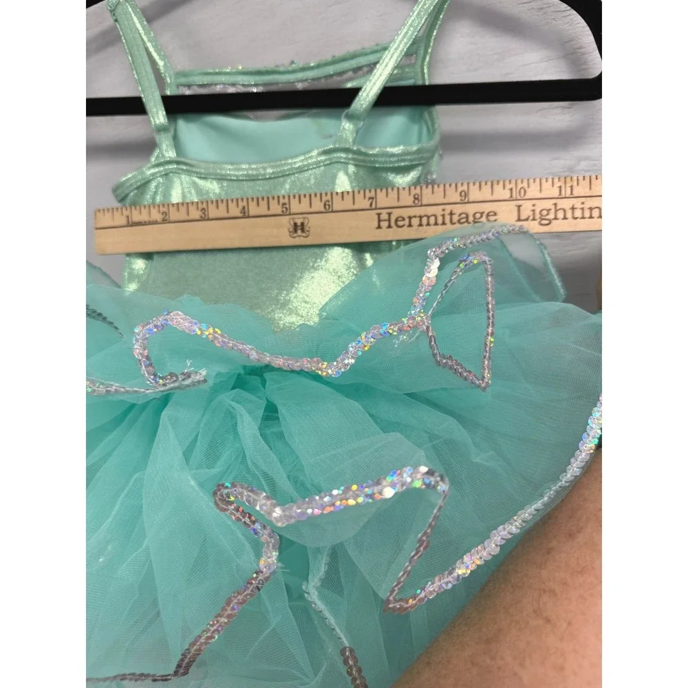 Weissman Mint Green Sequin Floral‎ Dance Costume Tutu Leotard Girls CXS E2152